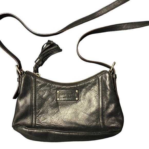 KATE Spade Black Leather Crossbody Bag Retro Classic - Picture 1 of 16